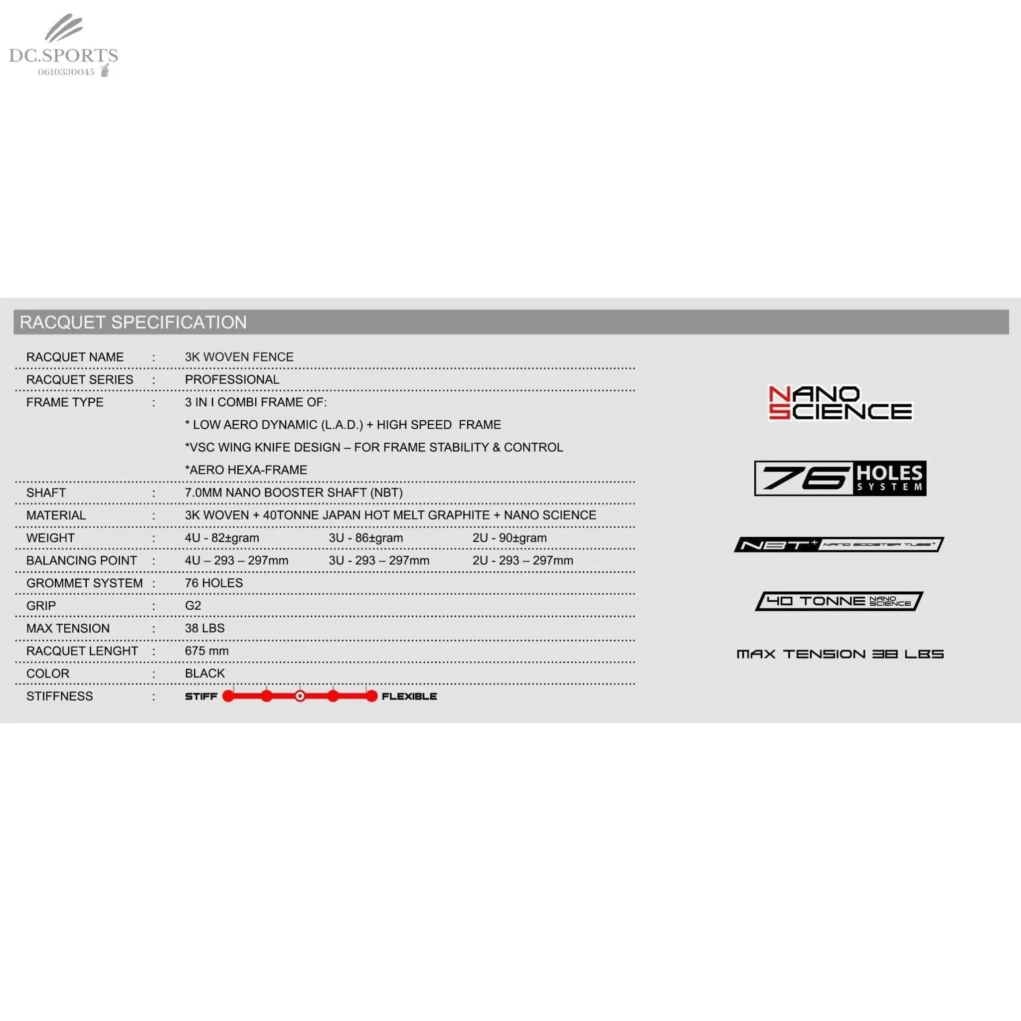 Raquette Badminton Felet 3K Woven Fence Blue 4U - Image 6